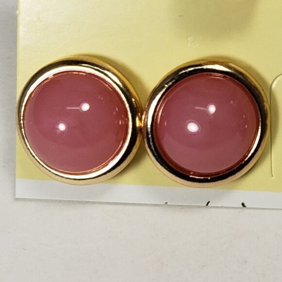 Set of 3 Gold tone Pink, Blue & Crystal Stud Earrings - Women's Fashion Jewelry - Picture 3 of 9
